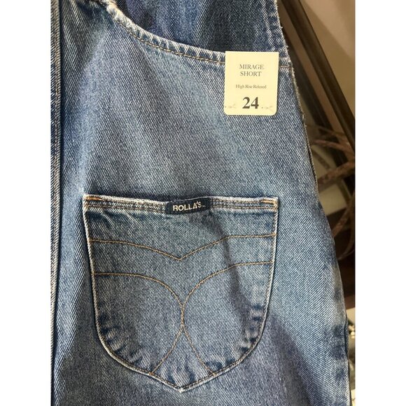 Rolla's Mirage High Waist Overall Shorts Mid Vintage Blue Womens Size 24 - Picture 8 of 10